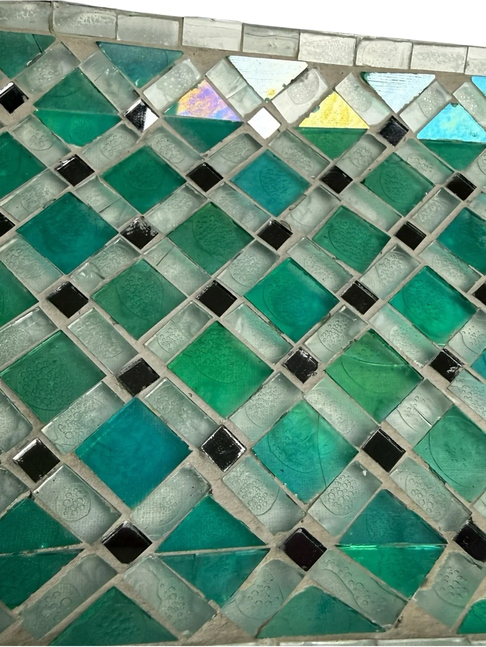 Pier 1 Green and Teal Mosaic Glass Wall Panel